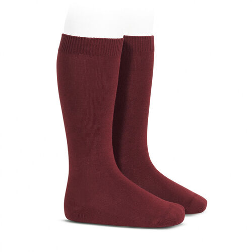 Calcetines Altos Básicos Punto Liso Granate 2