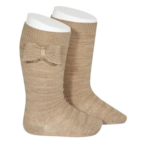 Calcetines Altos Textura Lazo Punto Turrón 0