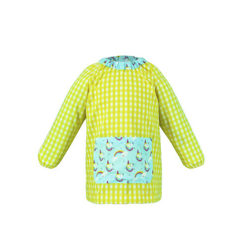 Bata Escolar Fauna Cuadro Amarillo Unicornios Azul 40