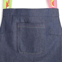 Delantal Tejano De Peto Bolsillos Rosa y Verde Talla Única